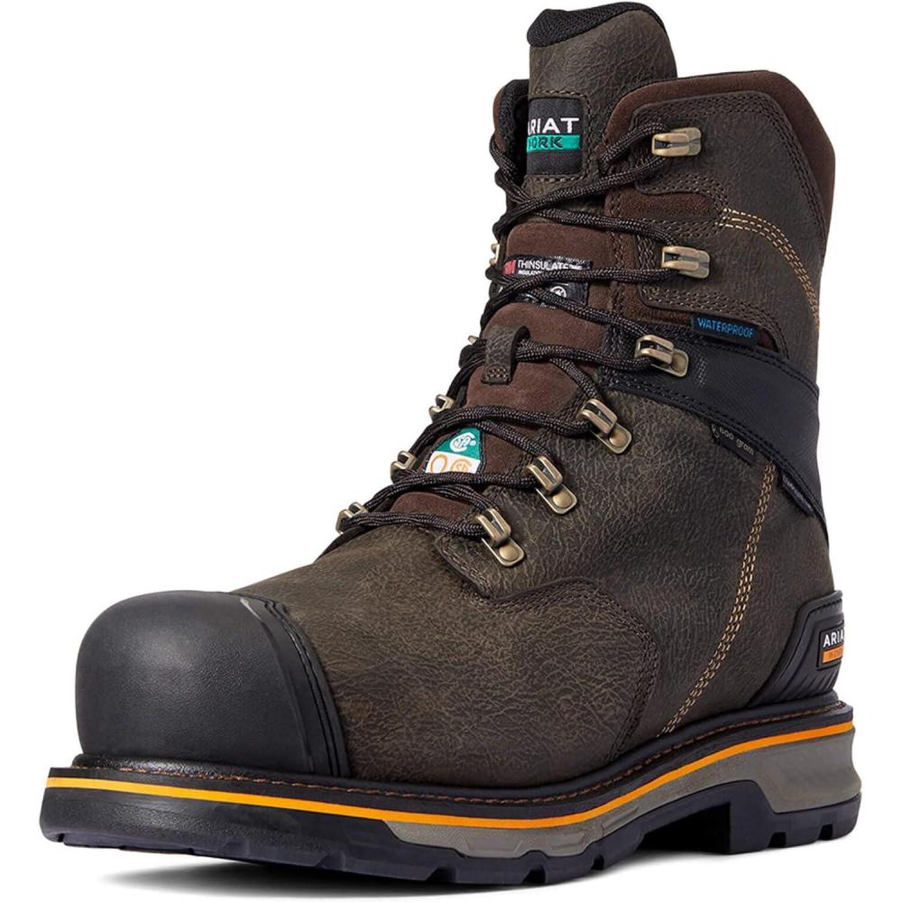 imageAriat Mens Stump Jumper 8quot CSA Glacier Grip Waterproof 600g Composite Toe Work Boot WesternIron Coffee