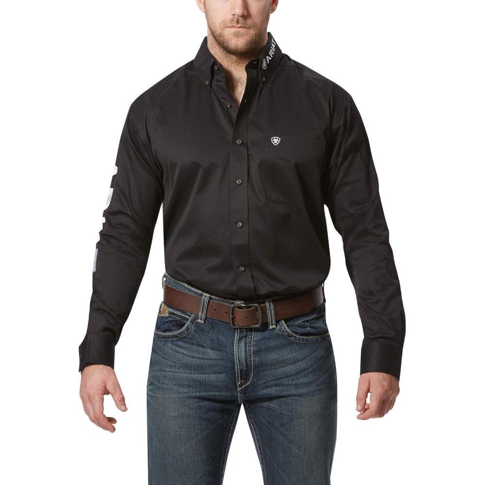 imageAriat Mens Team Logo Twill Classic Fit ShirtBlackWhite