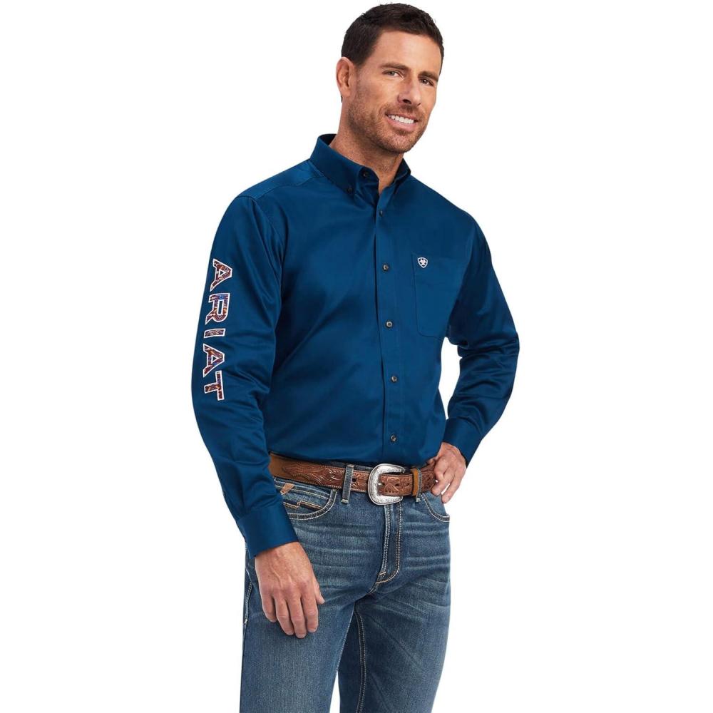 imageAriat Mens Team Logo Twill Fitted ShirtPoseidonSerape