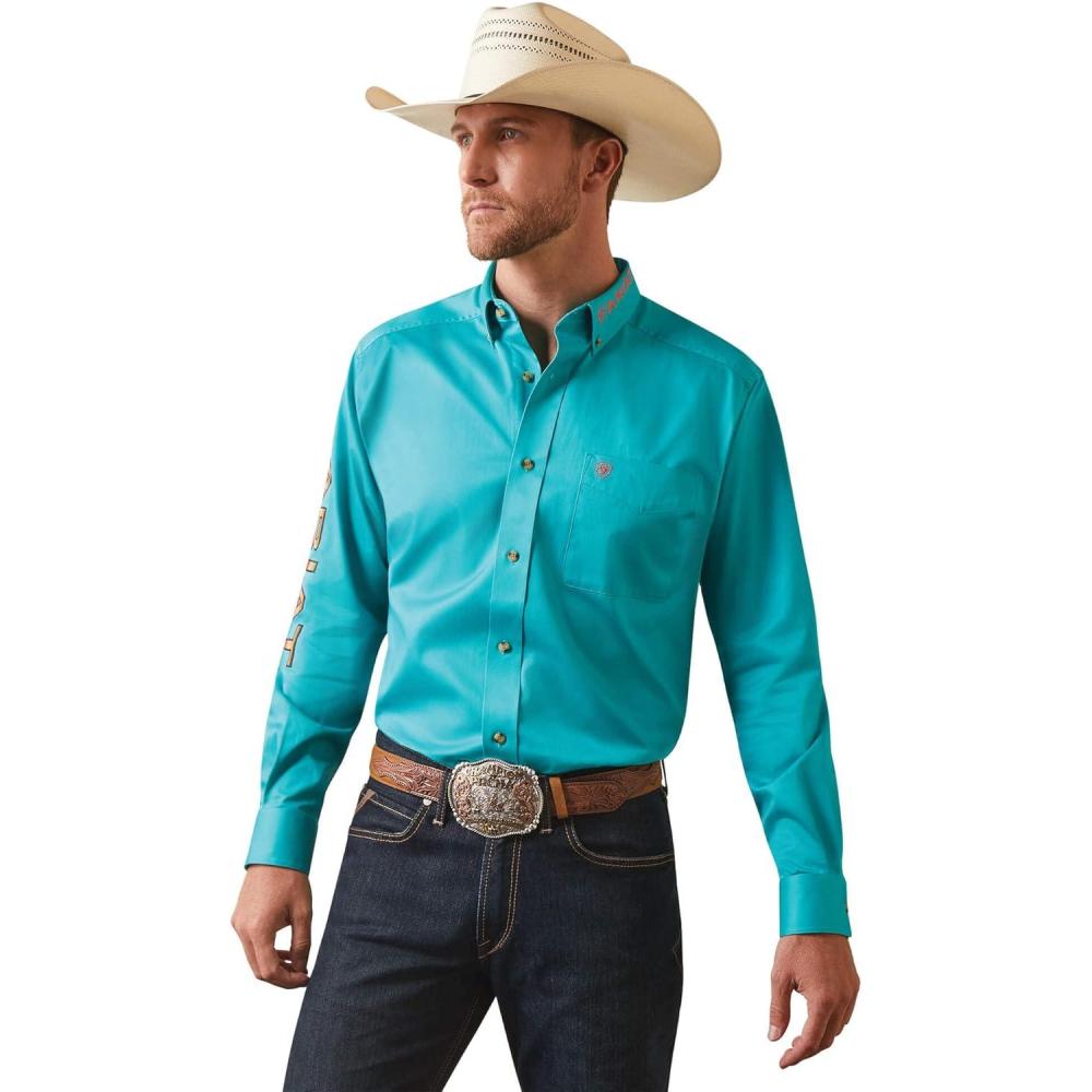 imageAriat Mens Team Logo Twill Fitted ShirtTeal