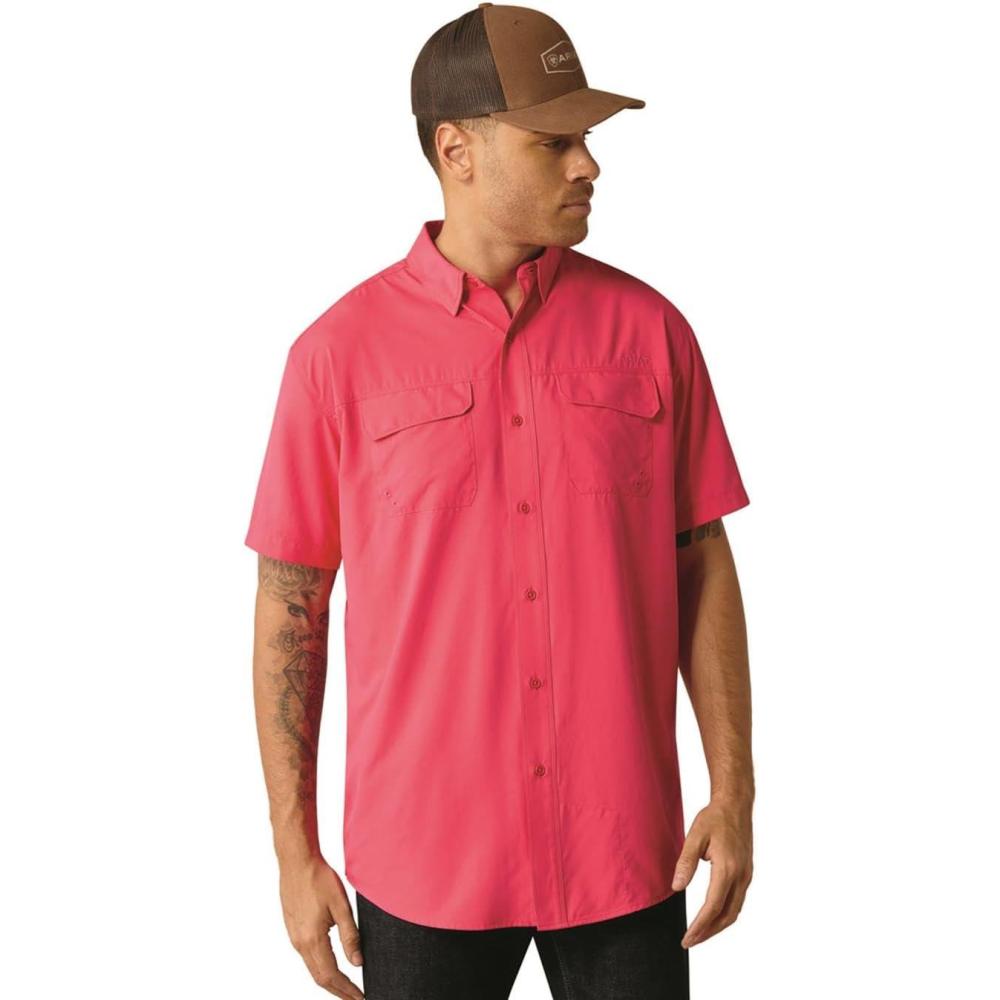 imageAriat Mens Ventek Blue Outbound ShirtPink Hibiscus