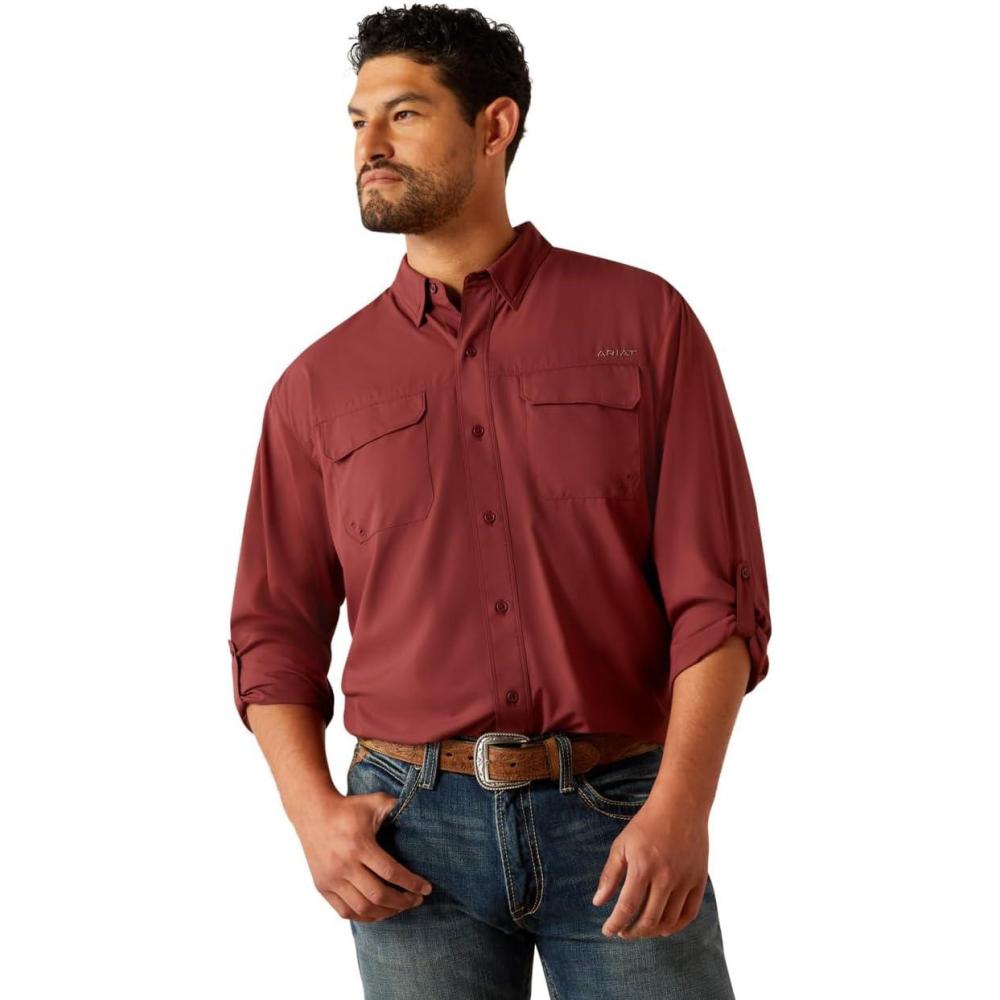 imageAriat Mens Ventek Blue Outbound ShirtRed Mahogany