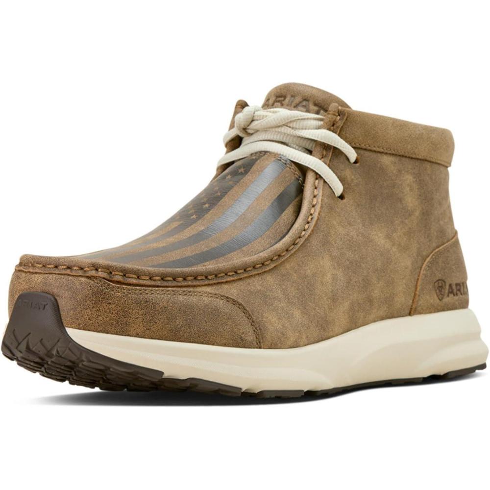 imageAriat Mens Workhog SQ Toe ST Work BootAmerican Flag PrintBrown Bomber