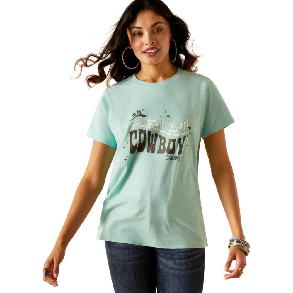 imageAriat Womens Ariat Denim Label TShirtAqua Heather