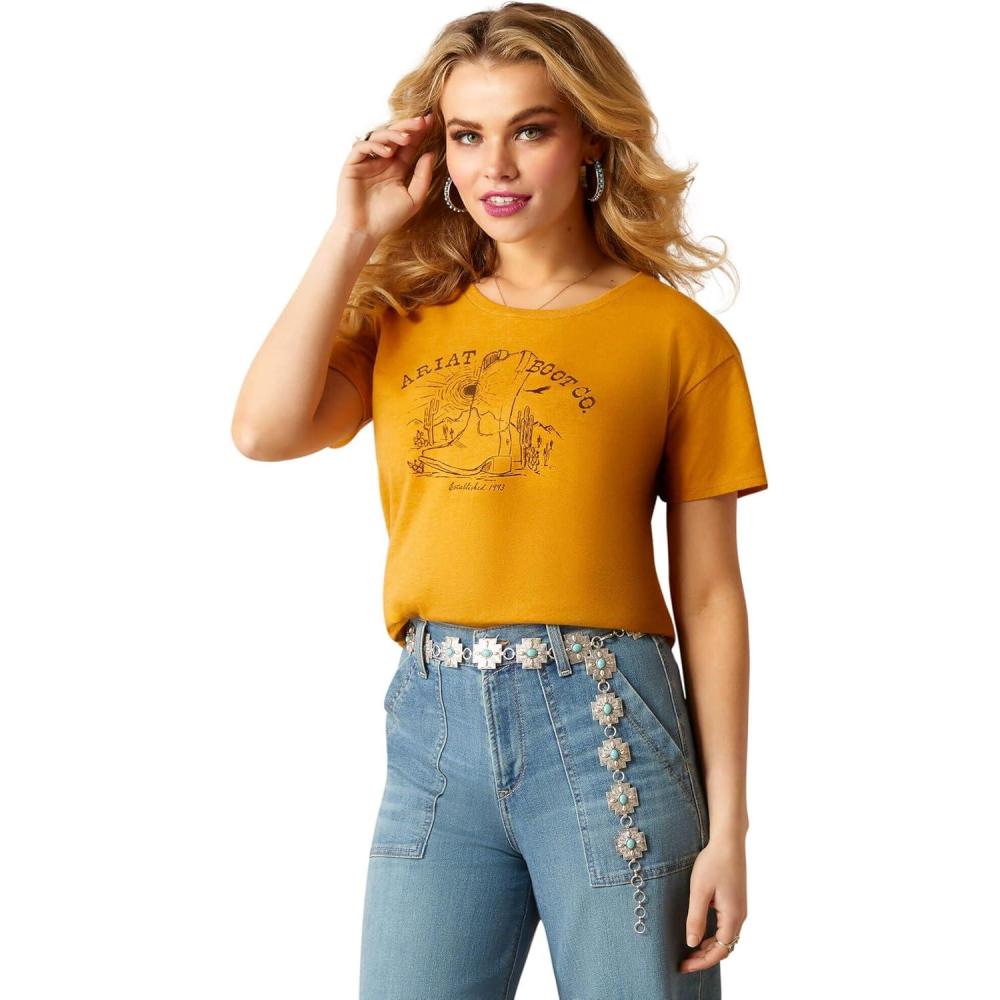 imageAriat Womens Ariat Denim Label TShirtBuckhorn HeatherAriat Bootscape