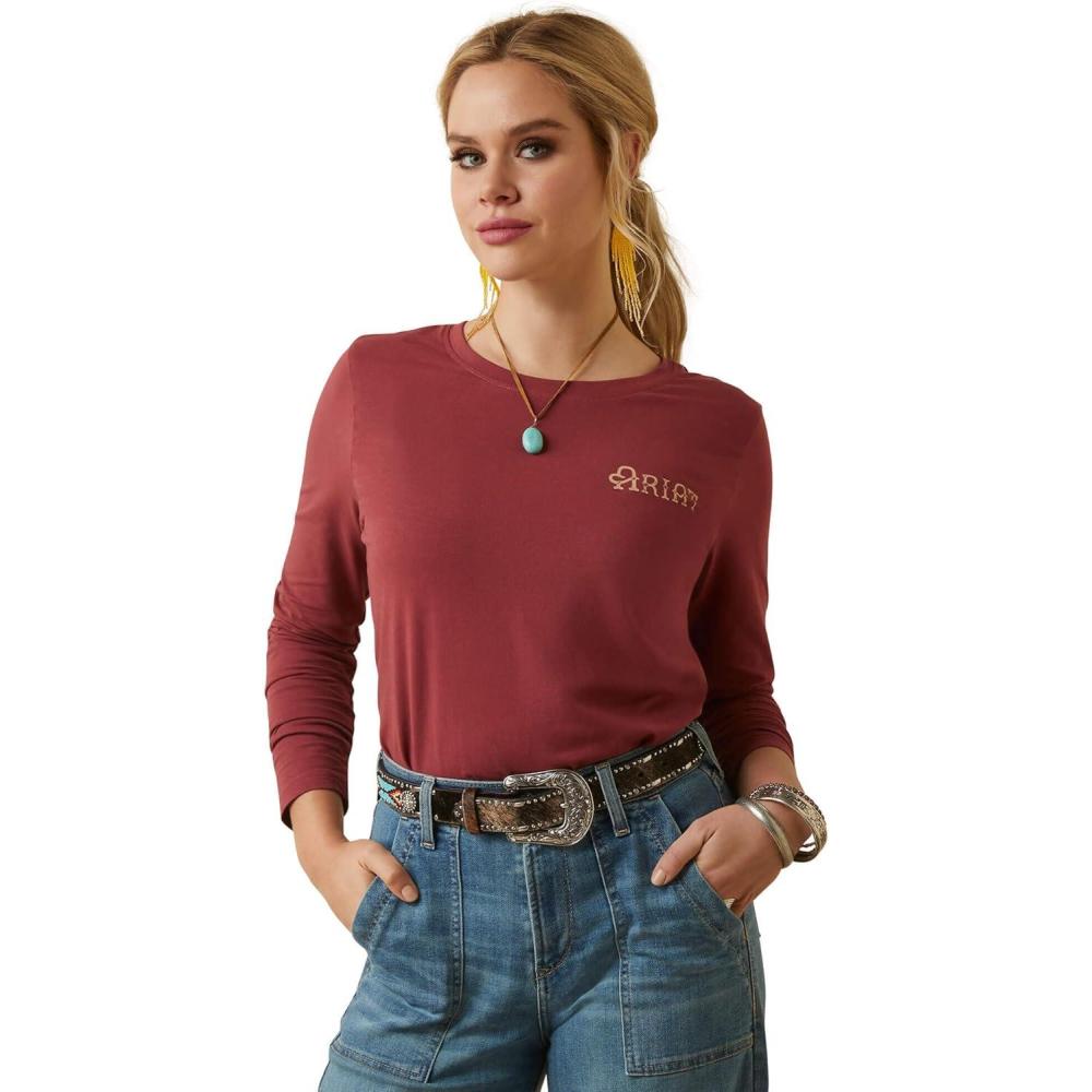 imageAriat Womens Ariat Denim Label TShirtBurnt RussetWear the Brand Tee