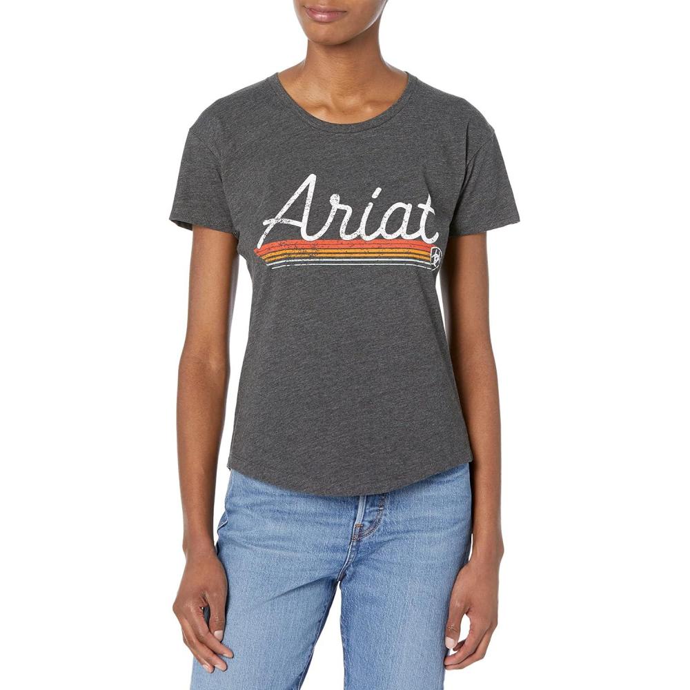imageAriat Womens Ariat Denim Label TShirtCharcoal Grey