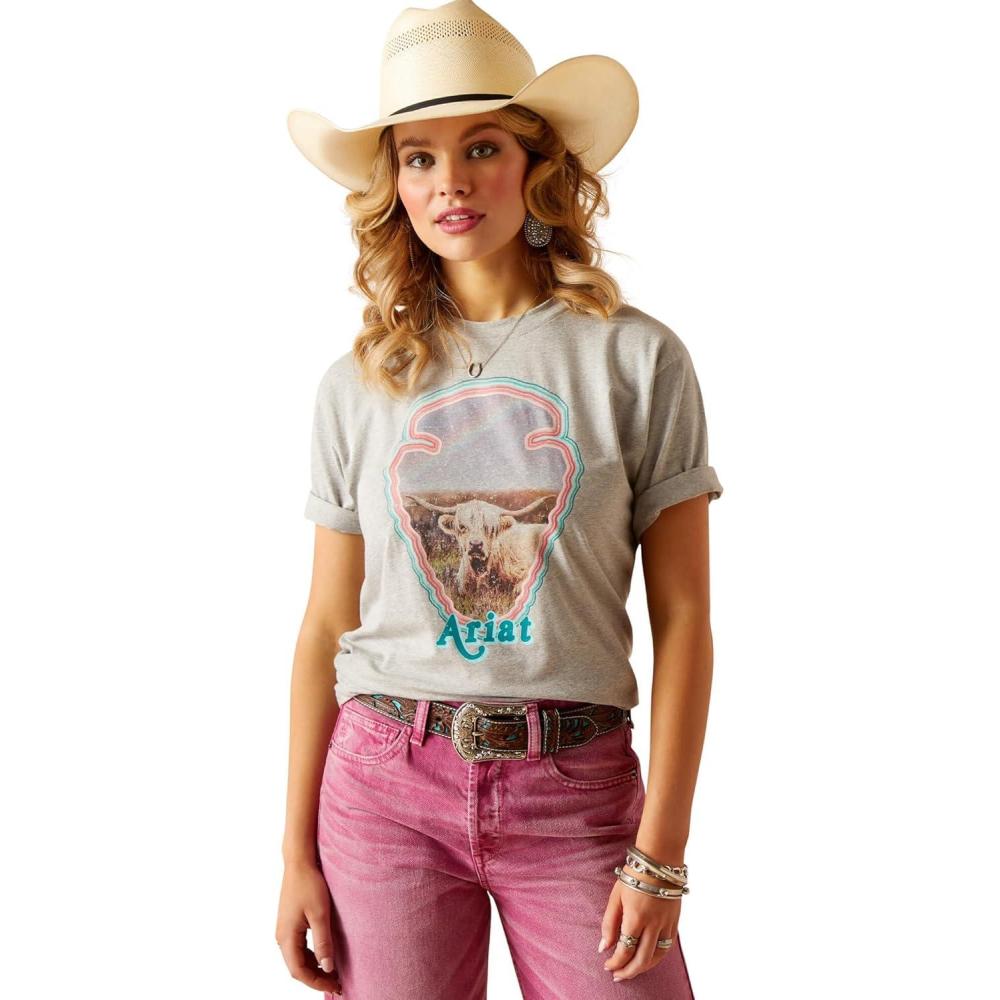 imageAriat Womens Ariat Denim Label TShirtHeather Grey