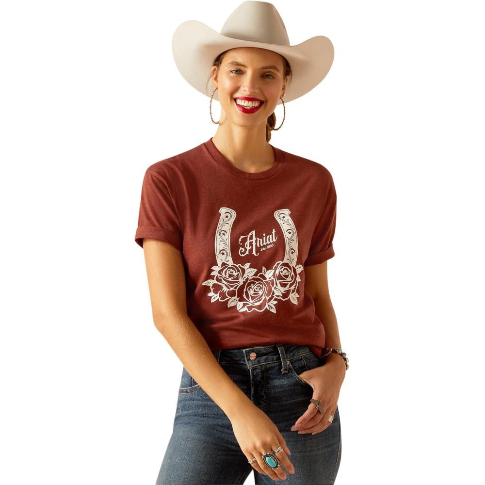 imageAriat Womens Ariat Denim Label TShirtRust Heather