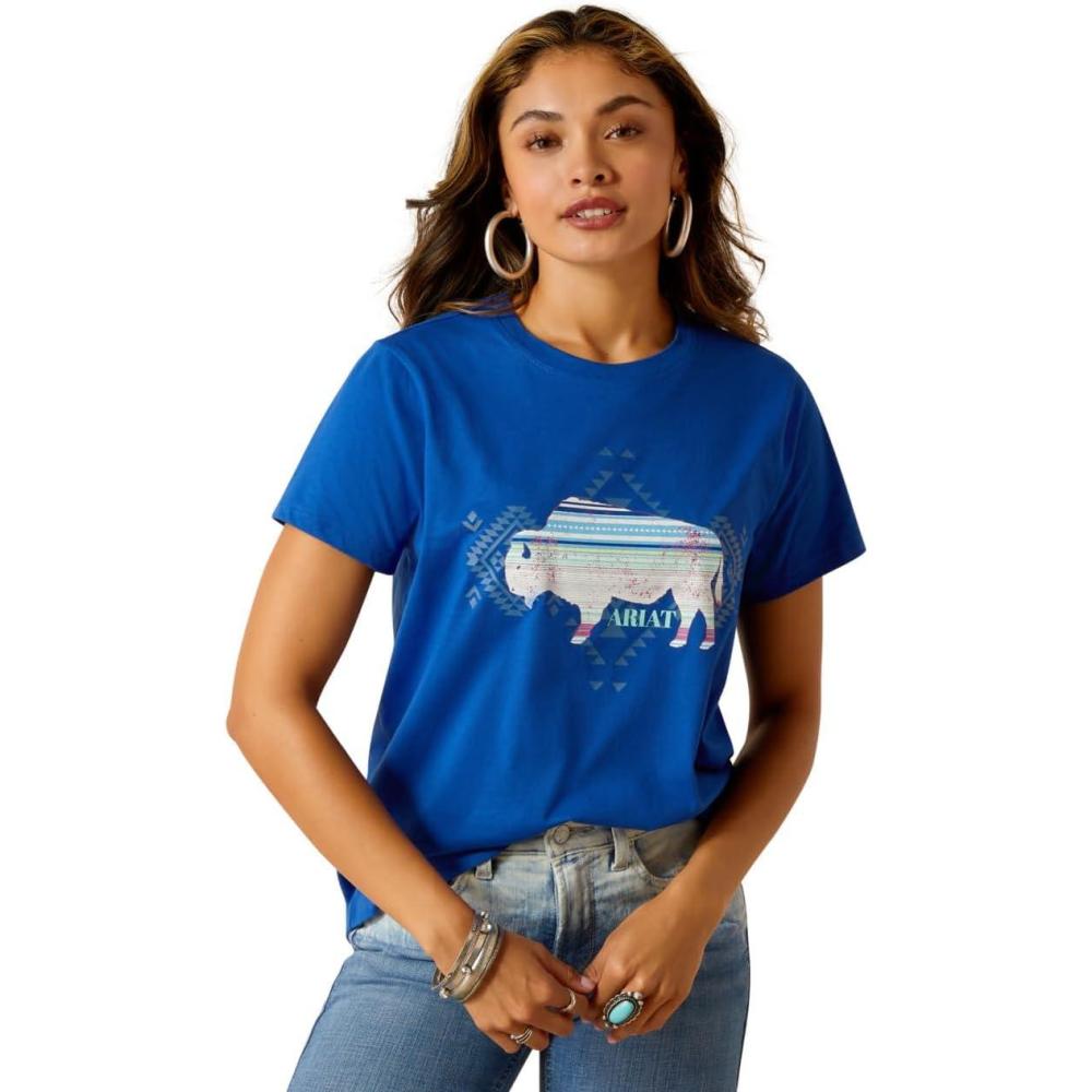 imageAriat Womens Ariat Denim Label TShirtSurf the WebBuffalo