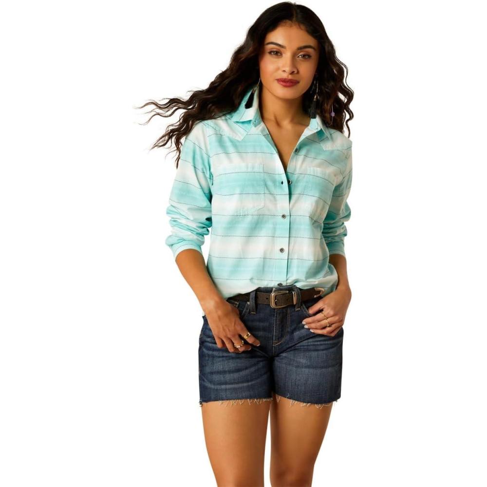 imageAriat Womens Real Billie Jeans ShirtTurquoise Stripe