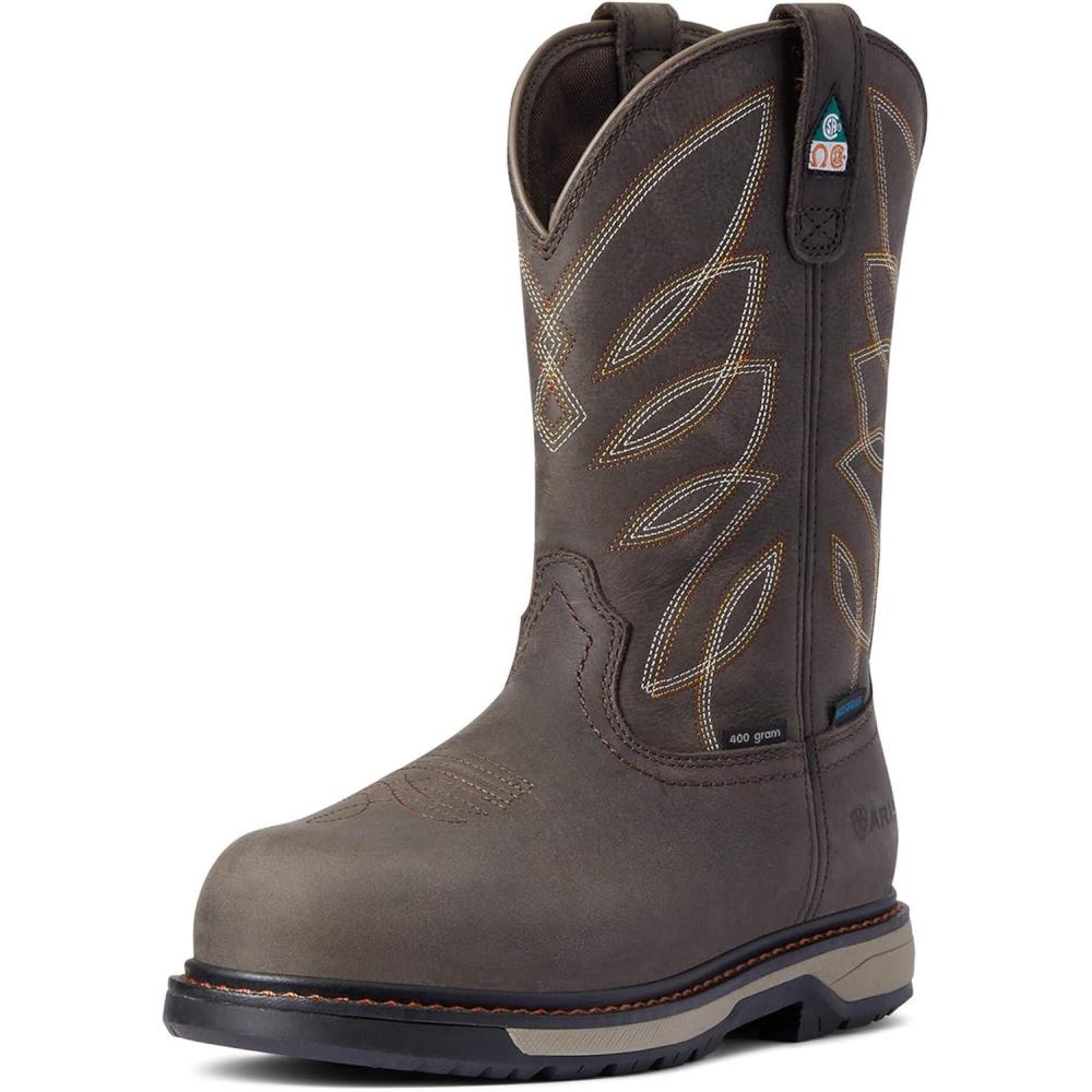 imageAriat Womens Riveter CSA Glacier Grip Waterproof 400g Composite Toe Work BootDark Brown
