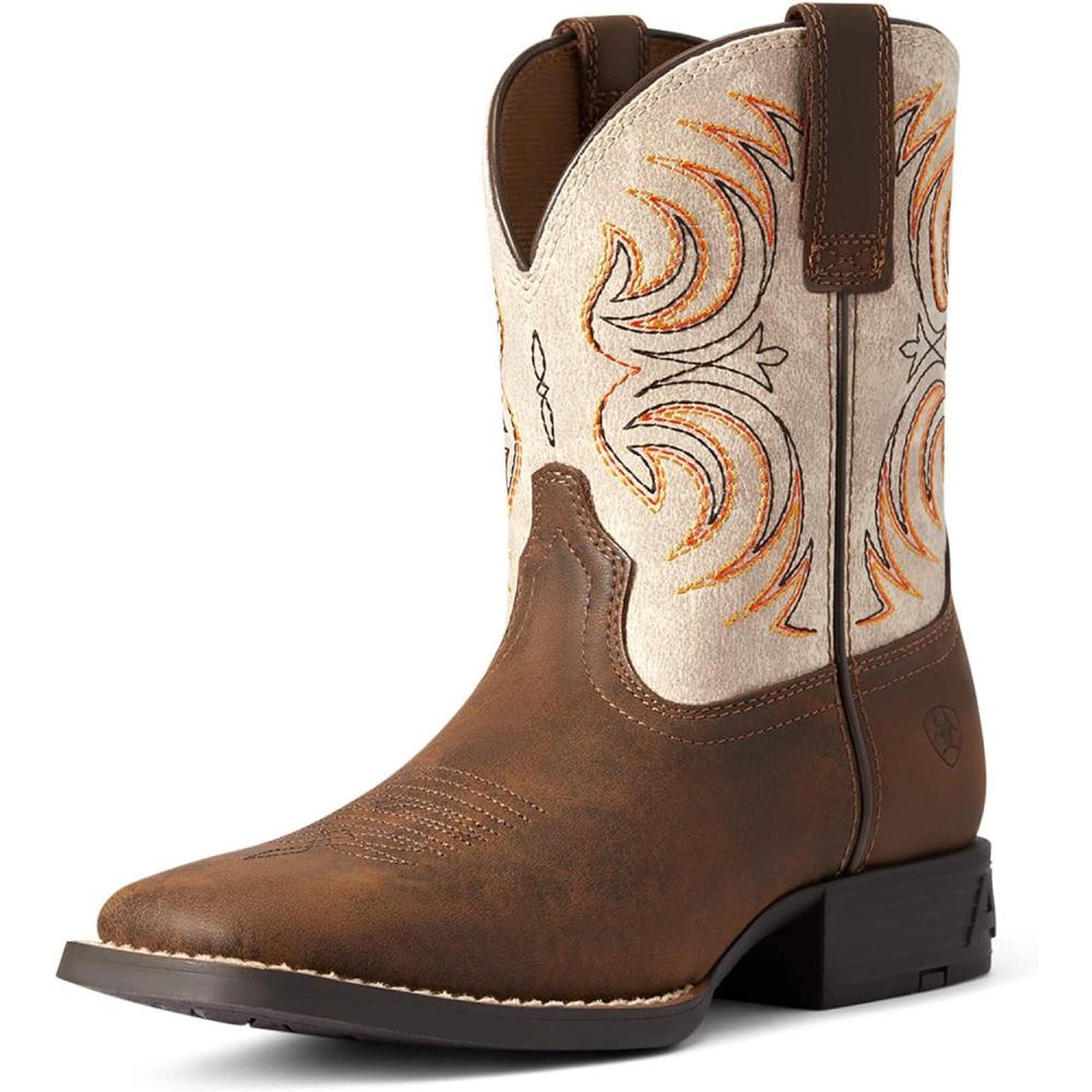 imageAriat Youth Metallic Bronze Cowboy BootAntique BrownDistressed Cream