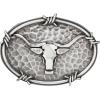 imageARIAT Mens Western Buckle Antique Silver with Steer Head Motif and Barbwire EdgingA37050Silver