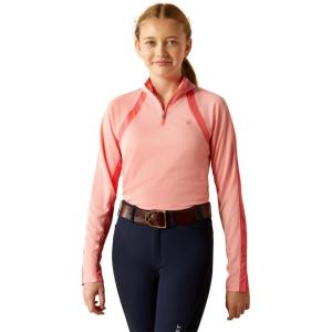 ARIAT Boys’ Sunstopper 3.0 1/4 Zip Baselayer(Flamingo Pink)
