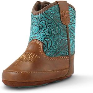 ARIAT Lil’ Stompers Infant Unisex Western Boots(Turquoise/Brown (Round Up))