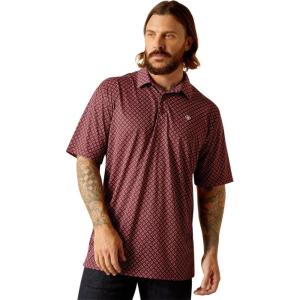 ARIAT Men’s All Over Print Polo(Dark Redwood)
