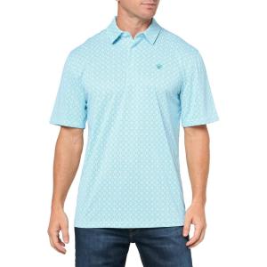 ARIAT Men’s All Over Print Polo(Lake Blue)