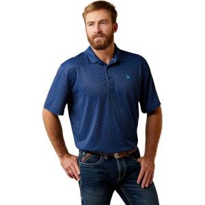 ARIAT Men’s All Over Print Polo(Monaco Blue)