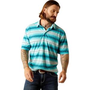 ARIAT Men’s All Over Print Polo(Peacock Blue)