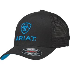 ARIAT Men’s Black Blue Half Mesh Hat(Black)