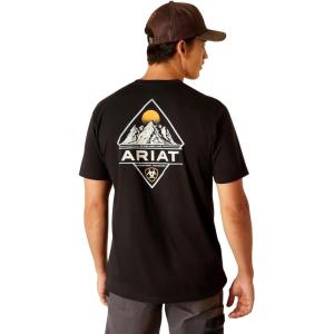 ARIAT Men’s Buckaroo T-Shirt, Buckhorn(Black/Dmnd Mountain)