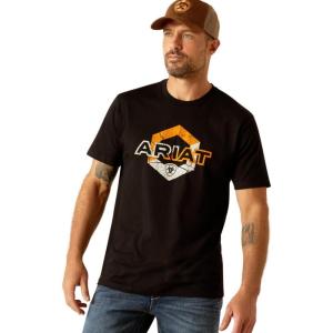 ARIAT Men’s Buckaroo T-Shirt, Buckhorn(Black/Hexstatic)