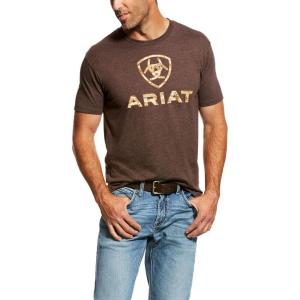 ARIAT Men’s Buckaroo T-Shirt, Buckhorn(Brown Heather/Liberty Usa)