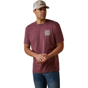 ARIAT Men’s Buckaroo T-Shirt, Buckhorn(Burgundy Heather/Curve Ball)