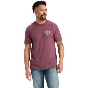 ARIAT Men’s Buckaroo T-Shirt, Buckhorn(Burgundy Heather/Minimalist)