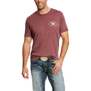 ARIAT Men’s Buckaroo T-Shirt, Buckhorn(Burgundy Heather/Us Registered)