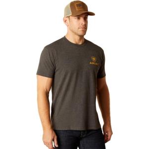 ARIAT Men’s Buckaroo T-Shirt, Buckhorn(Charcoal Heather/Desert Modern)