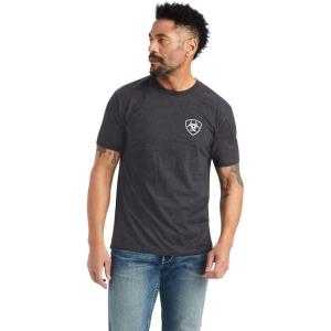 ARIAT Men’s Buckaroo T-Shirt, Buckhorn(Charcoal Heather/Minimalist)