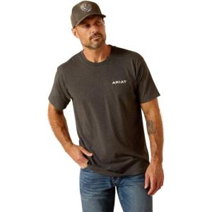 ARIAT Men’s Buckaroo T-Shirt, Buckhorn(Charcoal Heather/Roundabout)