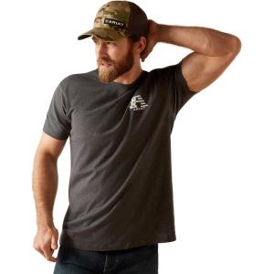 ARIAT Men’s Buckaroo T-Shirt, Buckhorn(Charcoal Heather/Us a)