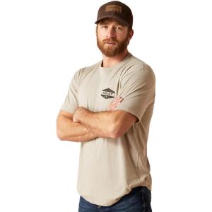 ARIAT Men’s Buckaroo T-Shirt, Buckhorn(Khaki Heather/Hex)