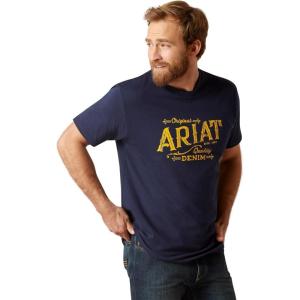 ARIAT Men’s Buckaroo T-Shirt, Buckhorn(Midnight Navy/Denim Label)