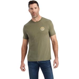 ARIAT Men’s Buckaroo T-Shirt, Buckhorn(Military Heather/Star)