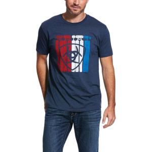 ARIAT Men’s Buckaroo T-Shirt, Buckhorn(Navy Heather/Standing Tall)