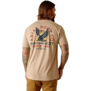 ARIAT Men’s Buckaroo T-Shirt, Buckhorn(Oatmeal Heather/Flying Eagle)