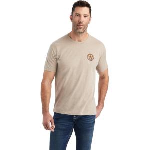 ARIAT Men’s Buckaroo T-Shirt, Buckhorn(Oatmeal Heather/Star)