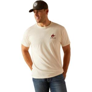 ARIAT Men’s Buckaroo T-Shirt, Buckhorn(Off White/Bronco Flag)