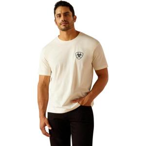 ARIAT Men’s Buckaroo T-Shirt, Buckhorn(Off White/Sedona Peaks)