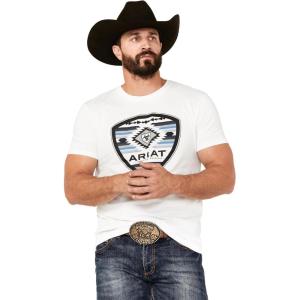 ARIAT Men’s Buckaroo T-Shirt, Buckhorn(White)