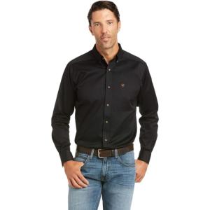 ARIAT Men’s Khaki Solid Fitted Shirt(Black)