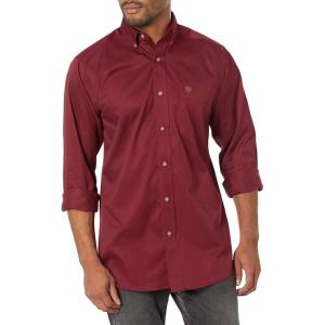 ARIAT Men’s Khaki Solid Fitted Shirt(Burgundy)