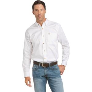 ARIAT Men’s Khaki Solid Fitted Shirt(White)