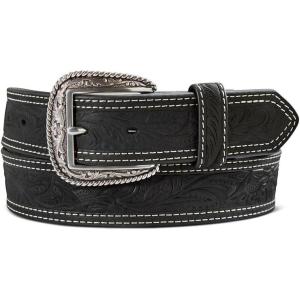 ARIAT Men’s Leather Floral Embossed Belt(Black)