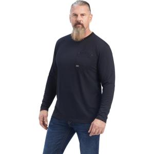 ARIAT Mens MNS RBR Wkmn Bn Fr THS Ls T-sh TGR Ey(Black)