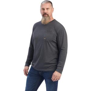 ARIAT Mens MNS RBR Wkmn Bn Fr THS Ls T-sh TGR Ey(Charcoal Heather)
